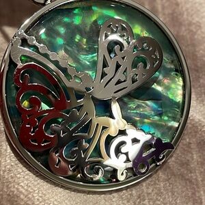 Abalone Pendant Butterfly Necklace 20”